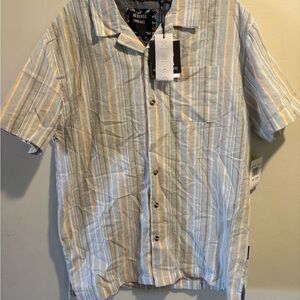 Reverse Thread Men's Striped Short Sleeve Shirt - Blue, Yellow, White Size Small